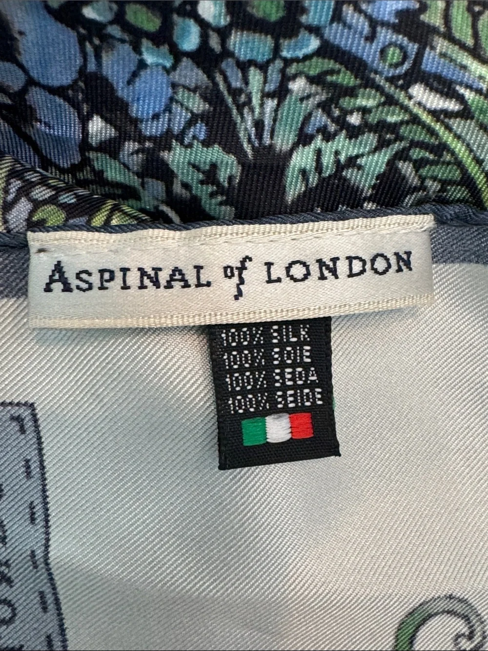 Aspinal London 100% Silk Peacock Printed Scarf